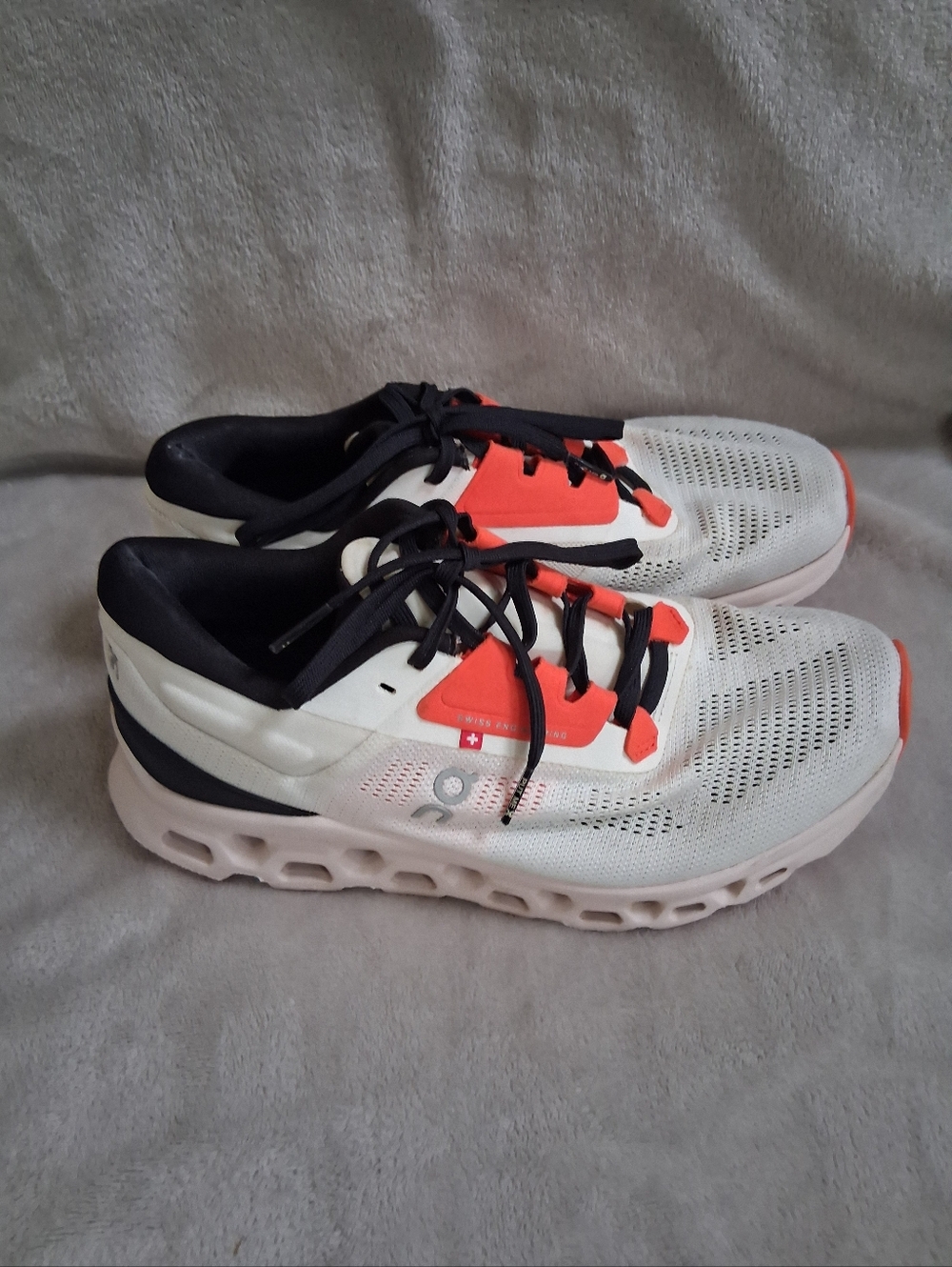 On Running White and Coral Accent Running Shoe